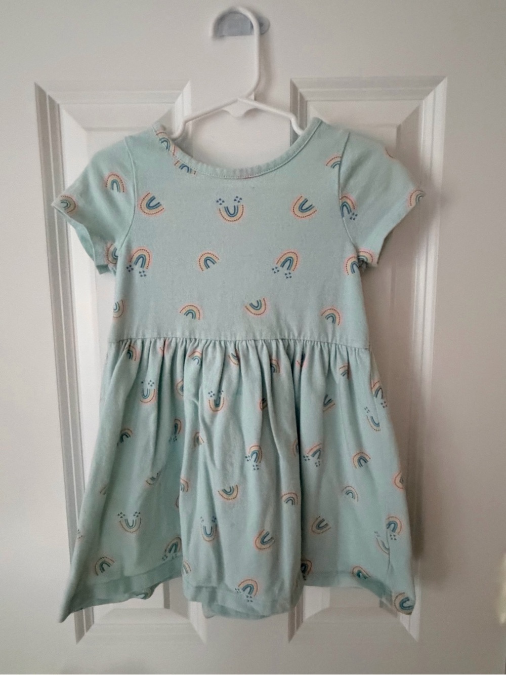 Cat & Jack Mint Green/Blue Rainbow Short Sleeve Dress